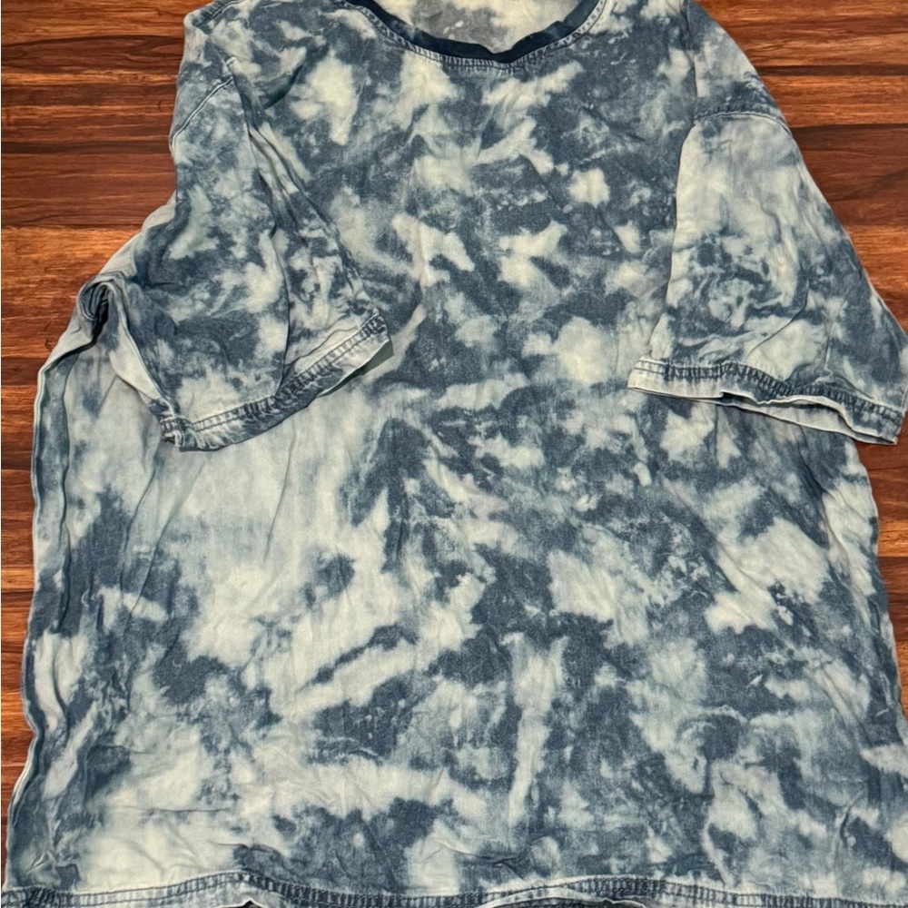 Zara Blue and White Tie-Dye Shirt